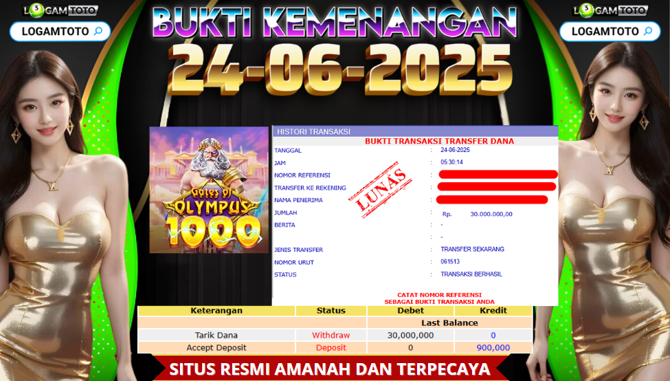 SELAMAT KEPADA MEMBER SETIA LOGAMTOTO BERHASIL JACKPOT DI PERMAINAN SLOT GATES OF OLYMPUS
